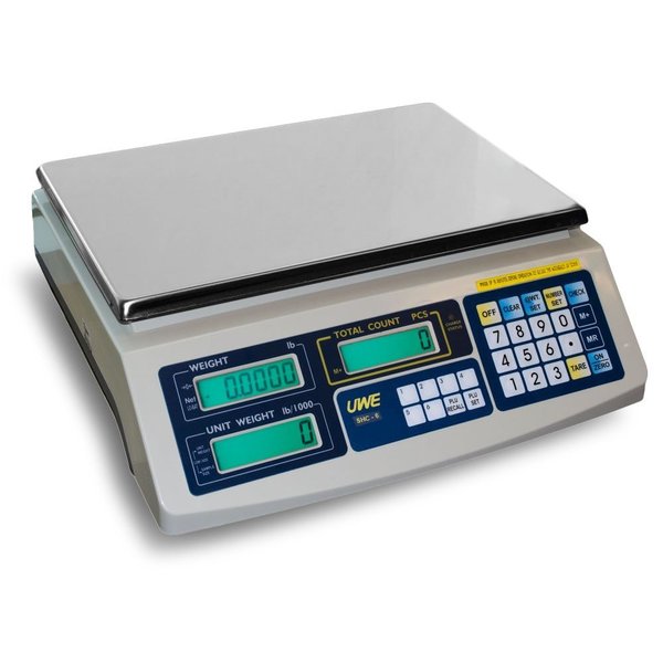 Uwe 60 lb, .001 lb, Counting Scale, 99 PLU, Triple Backlit LCD, Recahrgeable Battery, 13x 9" Platter SHC-60